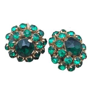 Vintage Clip Earrings/Emerald Stones